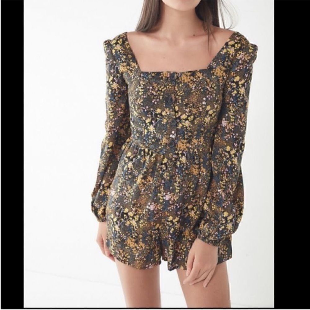 Urban Outfitters Paulina Floral Square Romper